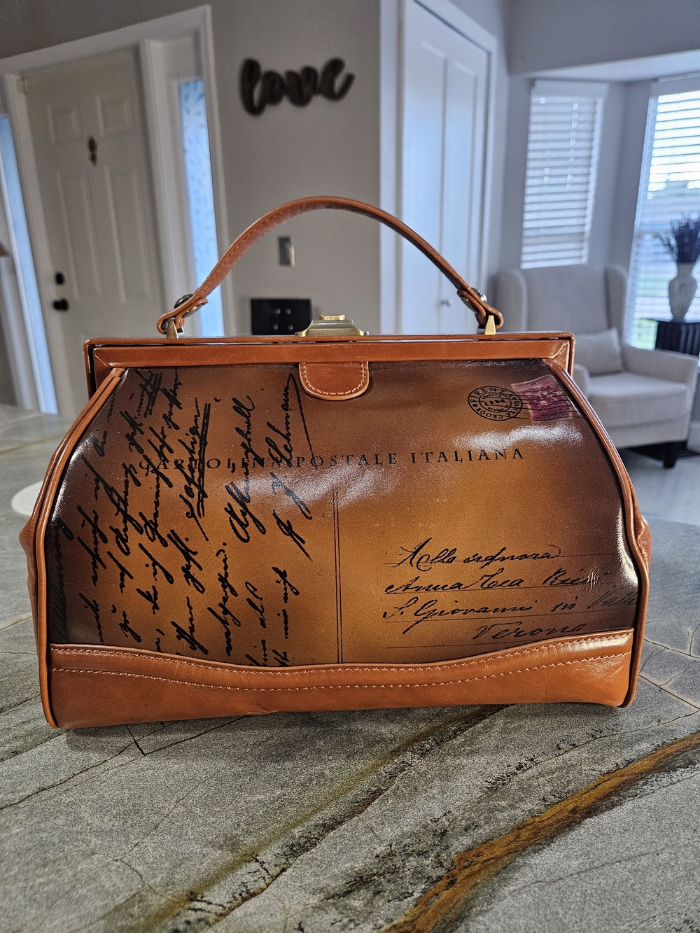 RARE Patricia Nash Discovery Signature Collection Brianza Postcard Frame Satchel